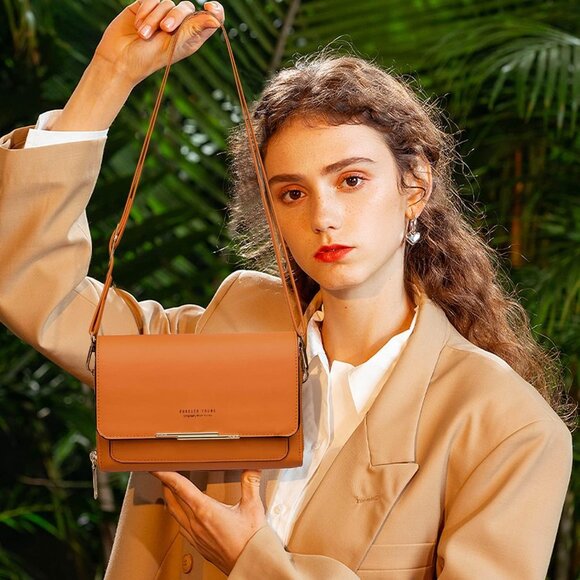 Women's Brown Small Crossbody Bag Wallet Purse with Credit Card Slots - Picture 2 of 7